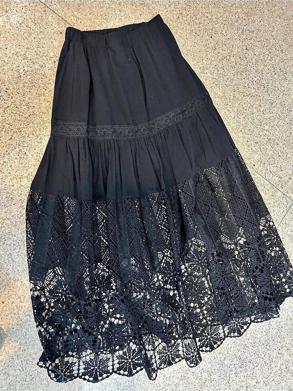 Never been worn! European exclusive! 40Fashion Black Lace Maxi Skirt